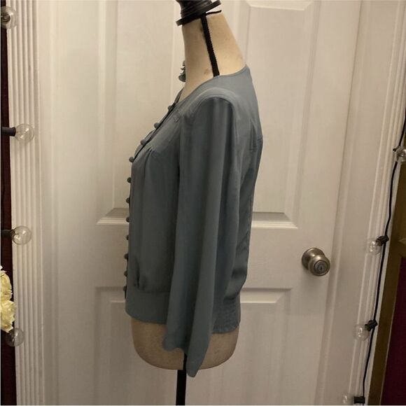 Byron Lars Elegant Blue/gray Women's Top with Floral brooch Accent, S - Picture 7 of 9